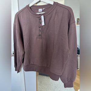 Gap Henley sweatshirt in light purple tint brown.